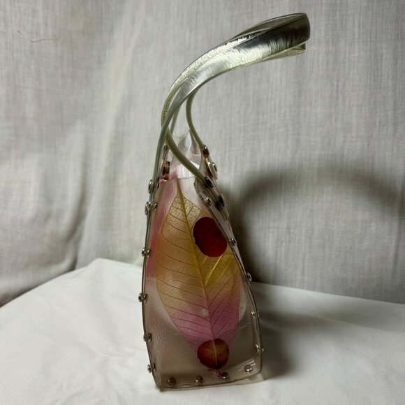 Clear Plastic - Hand Bag w Silver Plastic Handles / FREE GIFT - - Picture 5 of 14